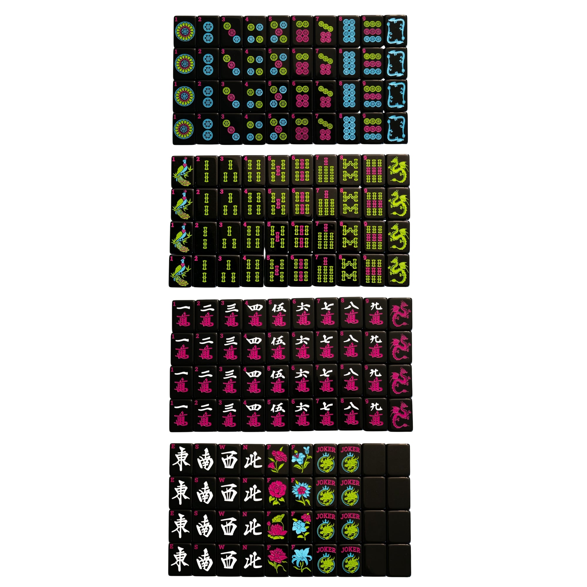Mahj Queen Neon Daze Mahjong Tiles - 3-Layer Acrylic Set